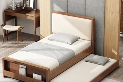 Mẫu giường ngủ gỗ tự nhiên thiết kế thông minh
